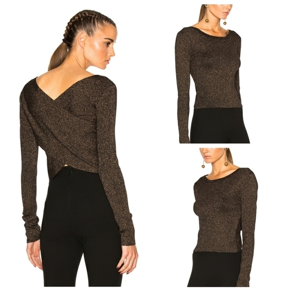 A.L.C. | Metallic Ribbed Cross-Back Chance Sweater - Picture 2 of 7